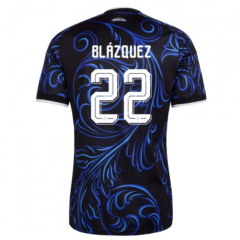 Danxen Women Argentina Joaquin Blazquez #22 Black White Sky Blue Away Jersey 26-28 T-Shirt