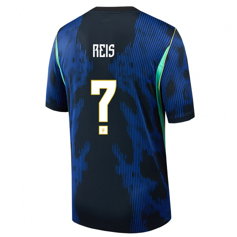 Danxen Women Brazil Vitor Reis #0 Blue Navy Yellow Away Jersey 26-28 T-Shirt
