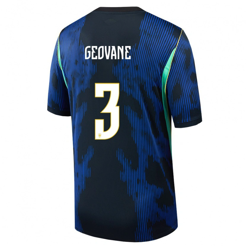Danxen Women Brazil Geovane #3 Blue Navy Yellow Away Jersey 26-28 T-Shirt