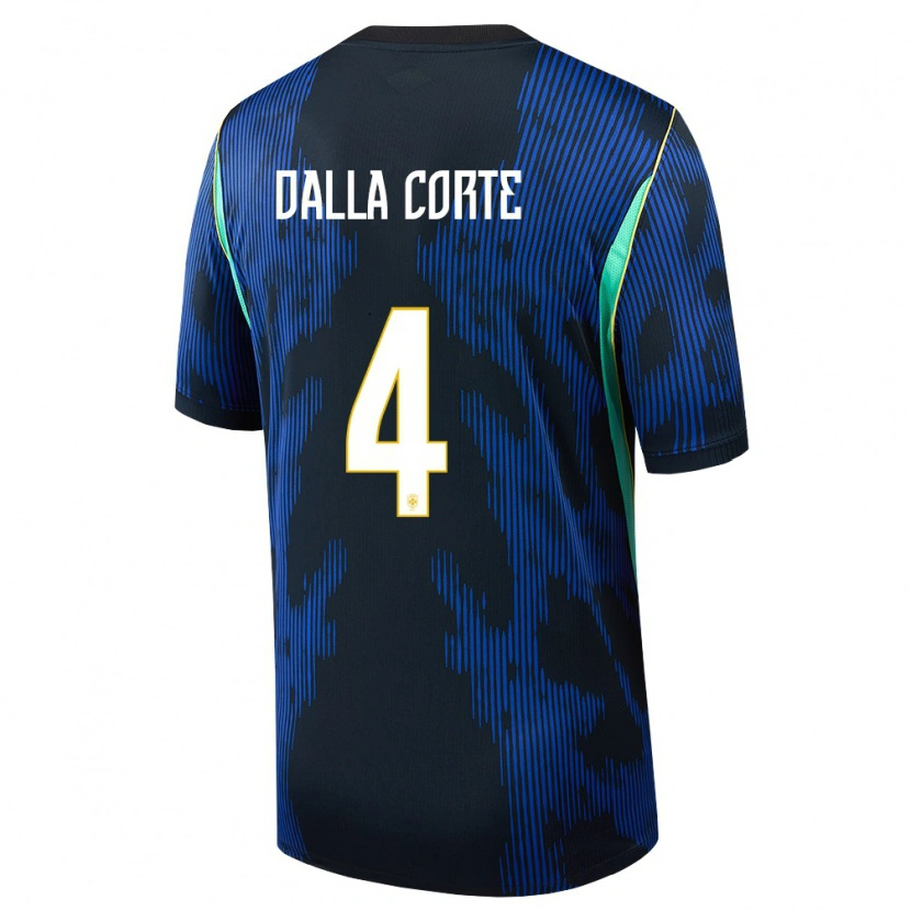 Danxen Women Brazil Joao Dalla Corte #4 Blue Navy Yellow Away Jersey 26-28 T-Shirt