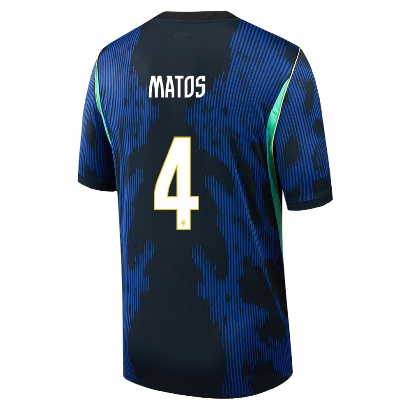 Danxen Women Brazil Ryan Matos #4 Blue Navy Yellow Away Jersey 26-28 T-Shirt