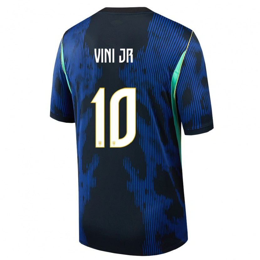 Danxen Women Brazil Vinicius Junior #10 Blue Navy Yellow Away Jersey 26-28 T-Shirt