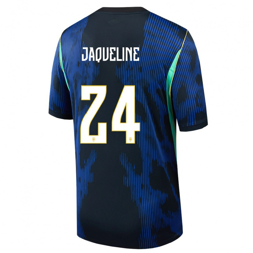 Danxen Women Brazil Jaqueline #24 Blue Navy Yellow Away Jersey 26-28 T-Shirt