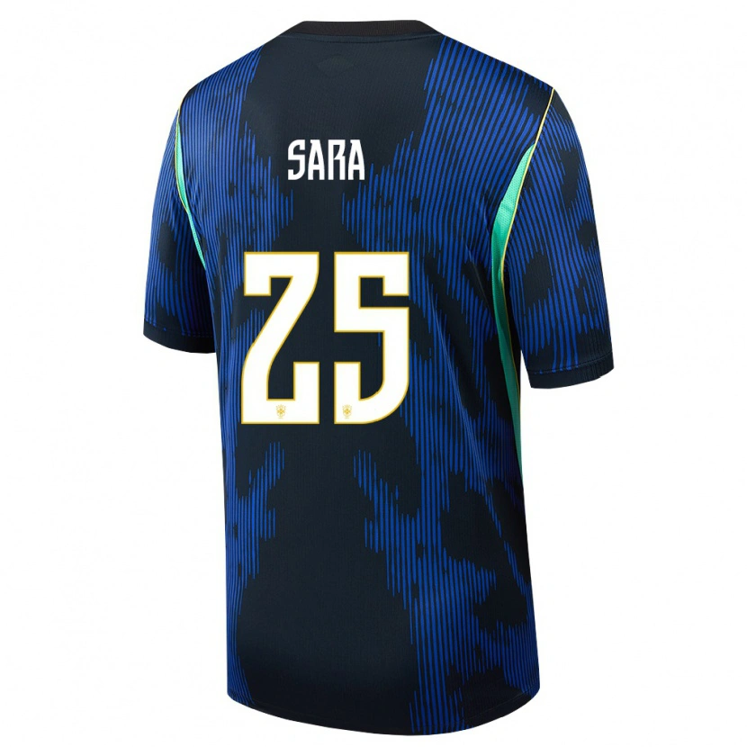 Danxen Women Brazil Gabriel Sara #25 Blue Navy Yellow Away Jersey 26-28 T-Shirt