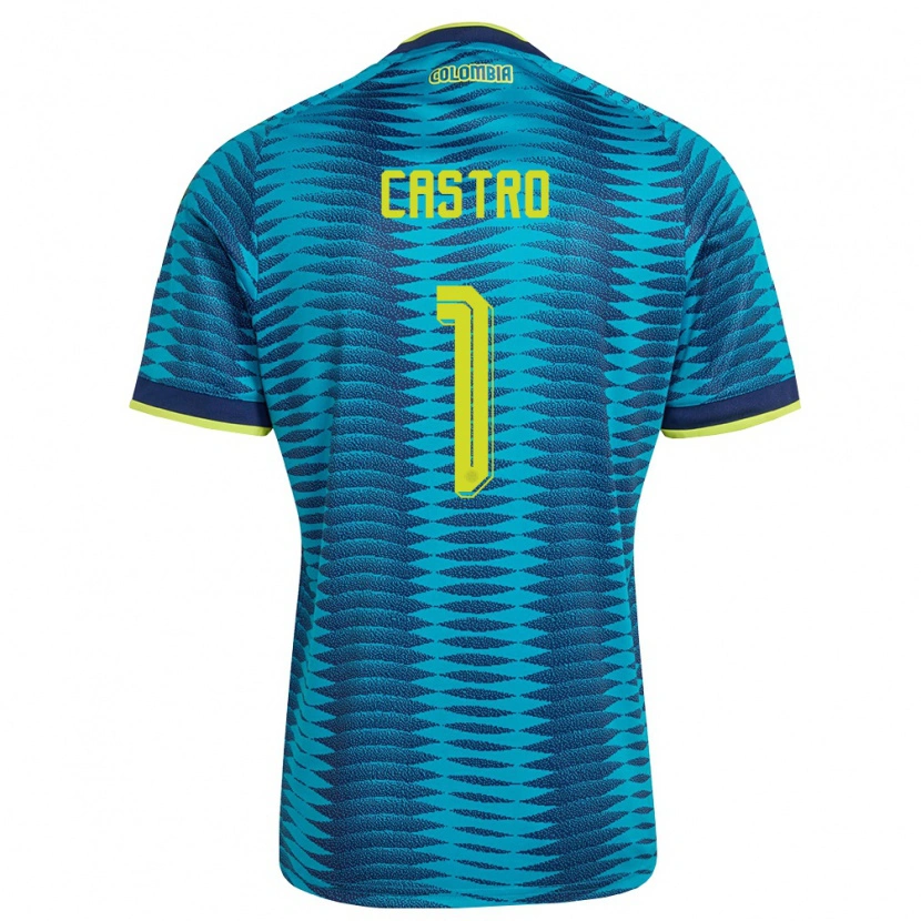 Danxen Women Colombia Danny Castro #1 Blue Navy Yellow Away Jersey 26-28 T-Shirt