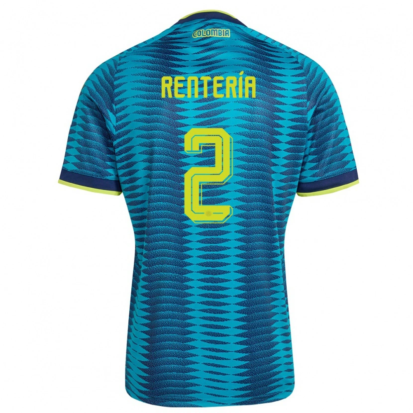 Danxen Women Colombia Jhojan Rentería #2 Blue Navy Yellow Away Jersey 26-28 T-Shirt