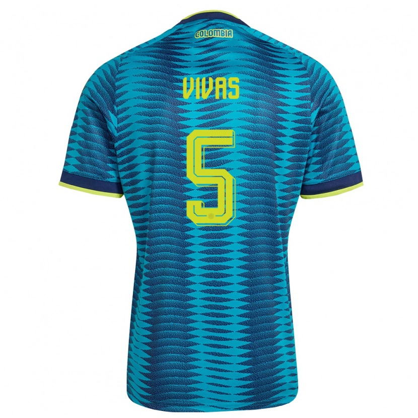 Danxen Women Colombia Weimar Vivas #5 Blue Navy Yellow Away Jersey 26-28 T-Shirt