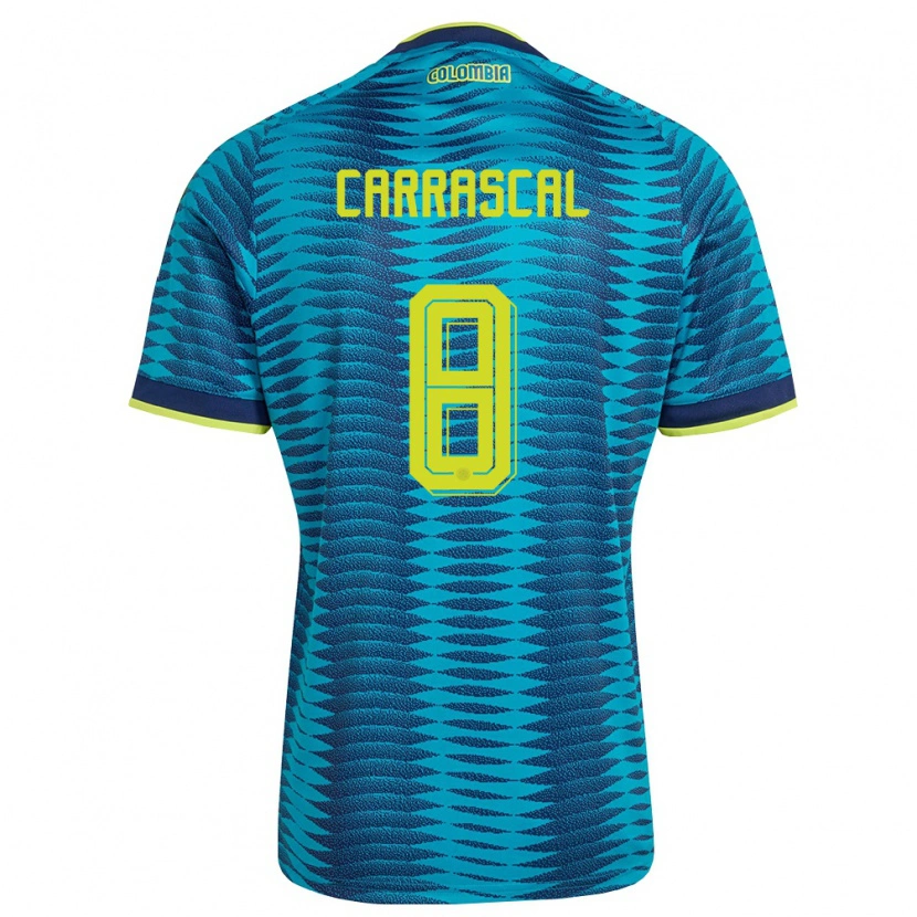 Danxen Women Colombia Jorge Carrascal #8 Blue Navy Yellow Away Jersey 26-28 T-Shirt