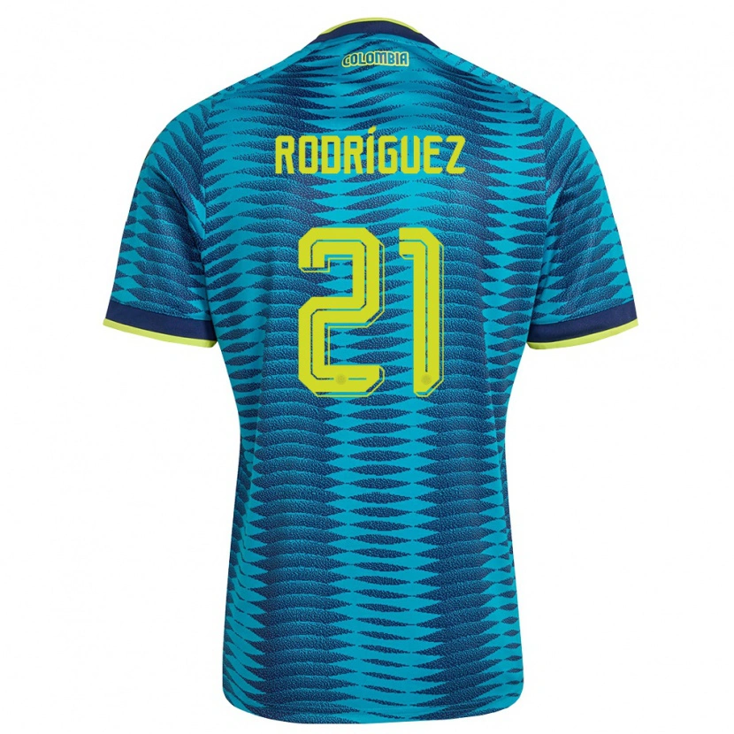 Danxen Women Colombia David Rodríguez #21 Blue Navy Yellow Away Jersey 26-28 T-Shirt