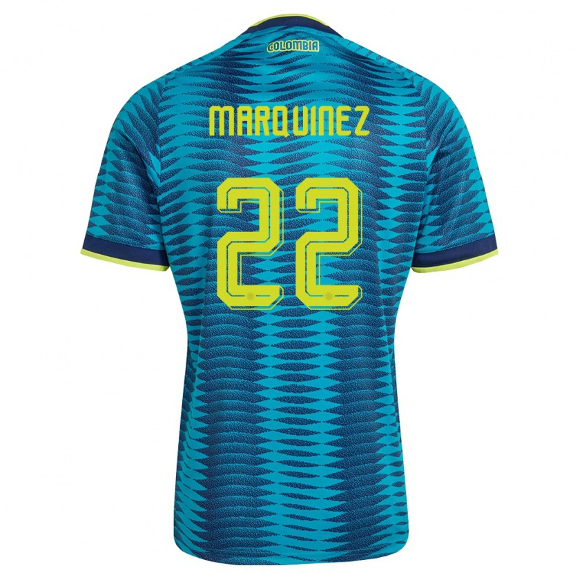 Danxen Women Colombia Luis Marquinez #22 Blue Navy Yellow Away Jersey 26-28 T-Shirt