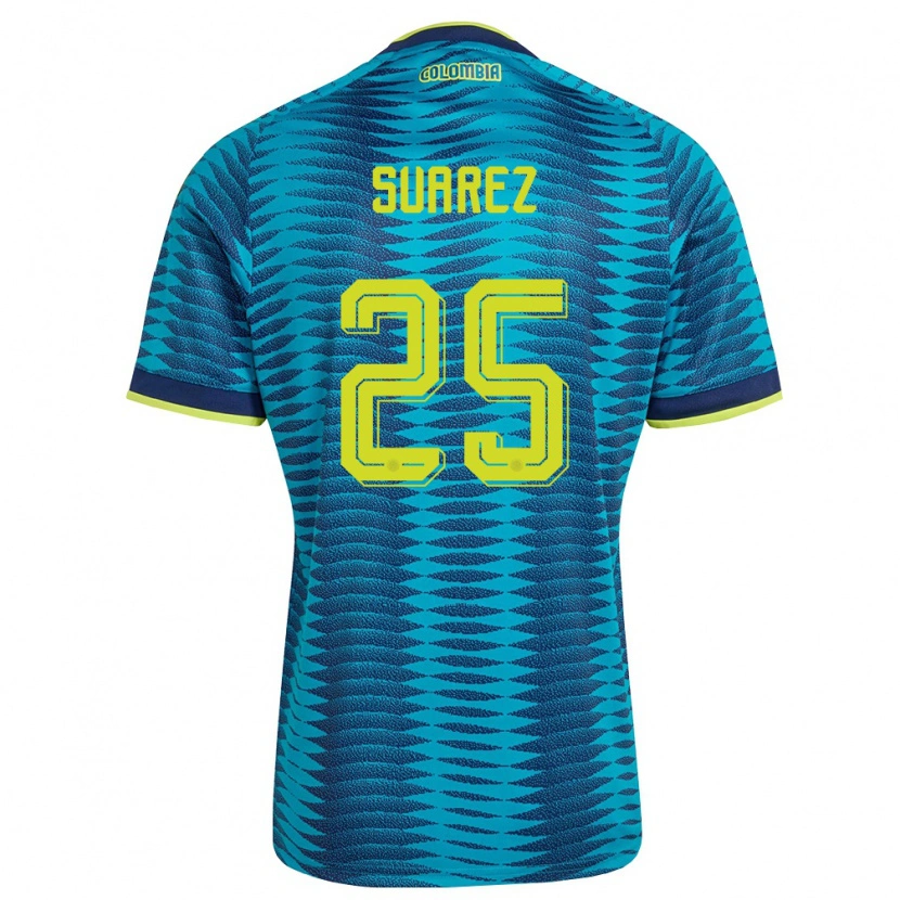 Danxen Women Colombia Luis Suárez #25 Blue Navy Yellow Away Jersey 26-28 T-Shirt