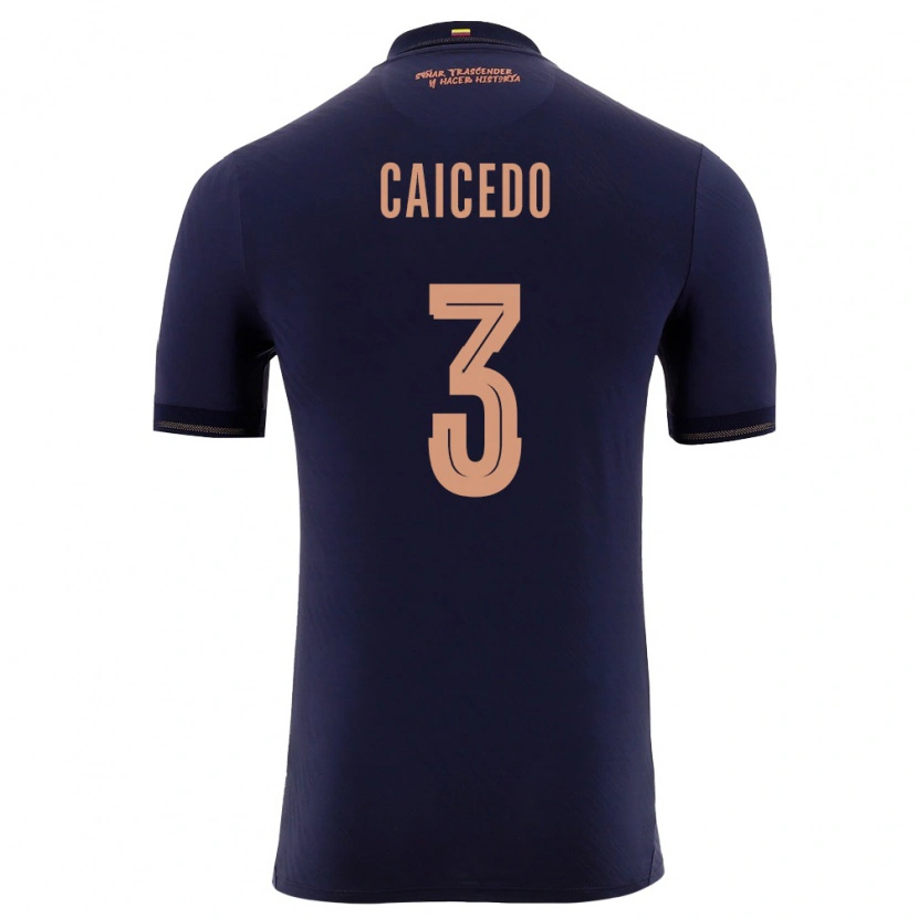 Danxen Women Ecuador Jessy Caicedo #3 Navy Gold Away Jersey 26-28 T-Shirt