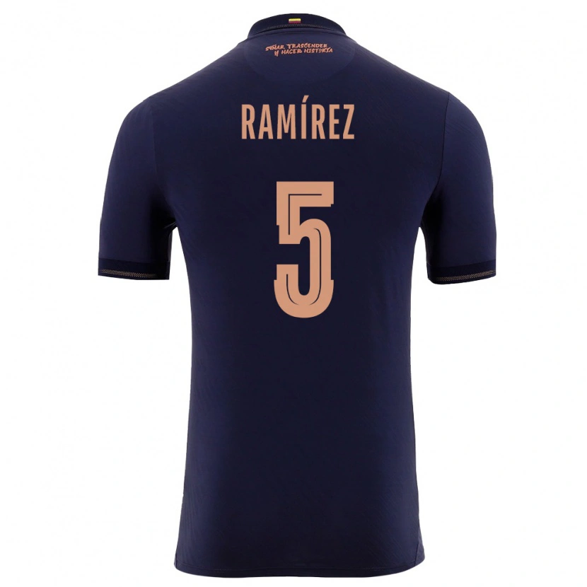 Danxen Women Ecuador Cristian Ramírez #5 Navy Gold Away Jersey 26-28 T-Shirt