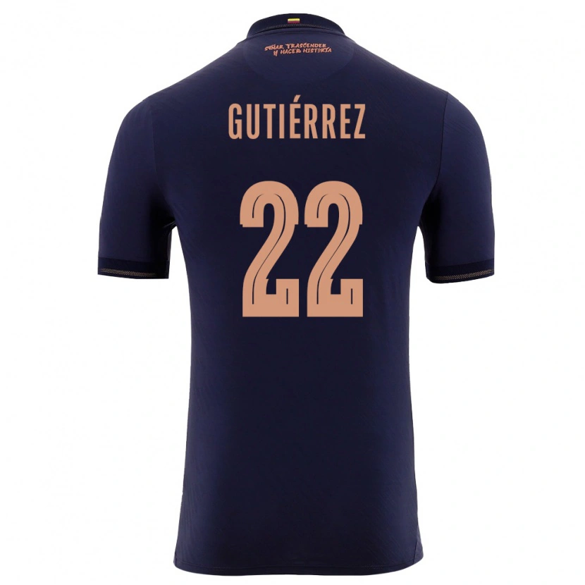 Danxen Women Ecuador Melanie Gutierrez #22 Navy Gold Away Jersey 26-28 T-Shirt
