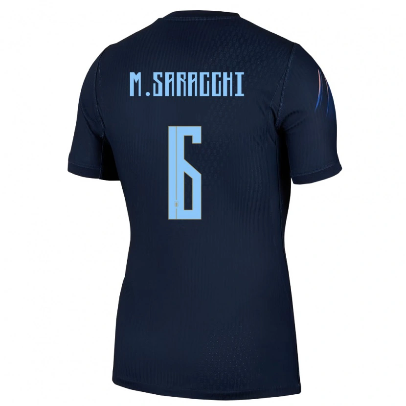 Danxen Women Uruguay Marcelo Saracchi #6 Black Blue Away Jersey 26-28 T-Shirt