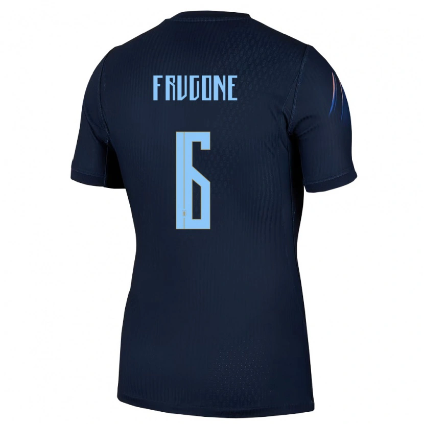 Danxen Women Uruguay Axel Frugone #6 Black Blue Away Jersey 26-28 T-Shirt