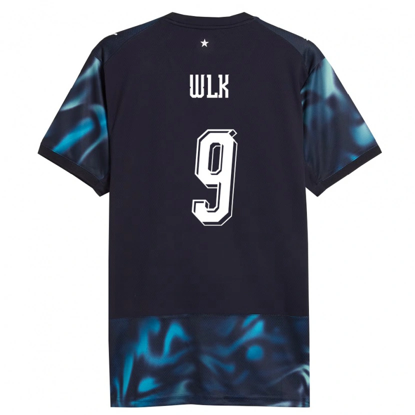 Danxen Women Paraguay Allan Wlk #9 Navy Sky Blue Away Jersey 26-28 T-Shirt