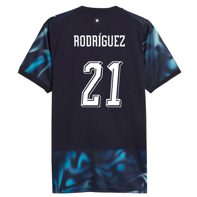 Danxen Women Paraguay Diego Rodríguez #21 Navy Sky Blue Away Jersey 26-28 T-Shirt