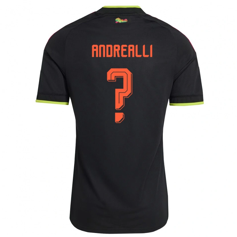 Danxen Women Peru Francesco Andrealli #0 Black Yellow Pink Away Jersey 26-28 T-Shirt