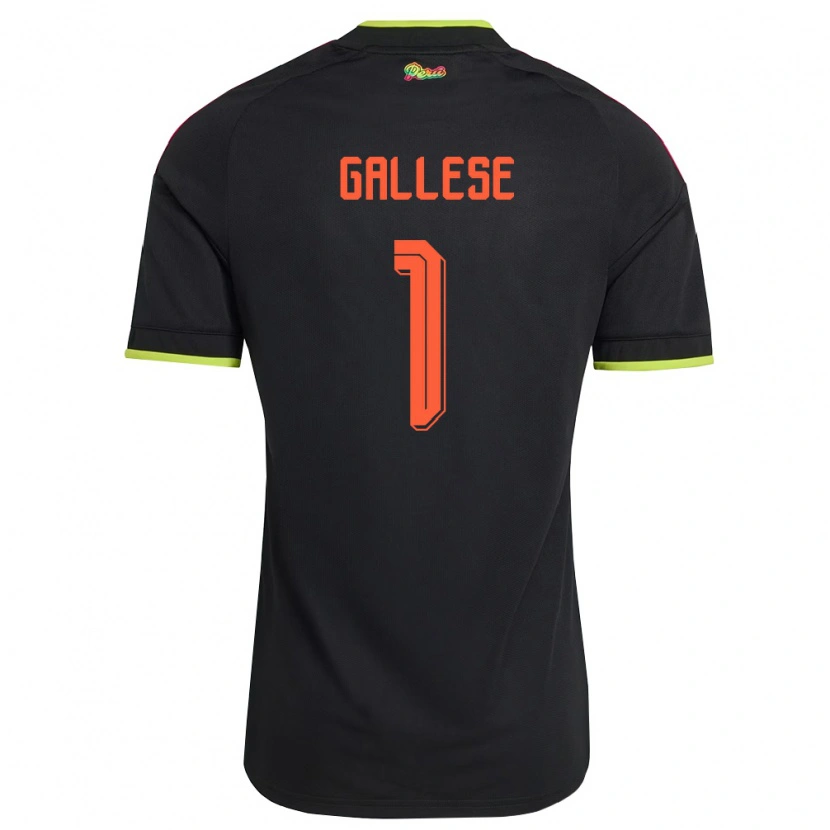 Danxen Women Peru Pedro Gallese #1 Black Yellow Pink Away Jersey 26-28 T-Shirt