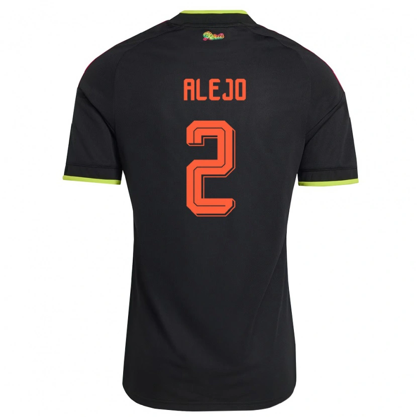 Danxen Women Peru Lucio Alejo #2 Black Yellow Pink Away Jersey 26-28 T-Shirt