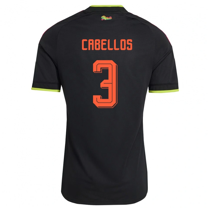 Danxen Women Peru Axel Cabellos #3 Black Yellow Pink Away Jersey 26-28 T-Shirt