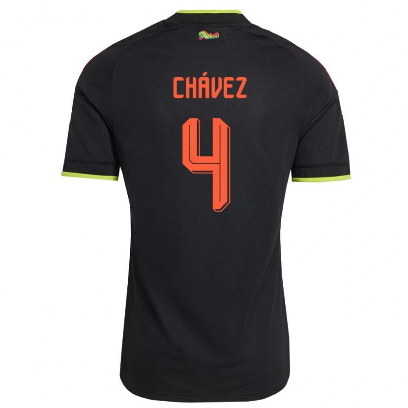 Danxen Women Peru Gianfranco Chávez #4 Black Yellow Pink Away Jersey 26-28 T-Shirt