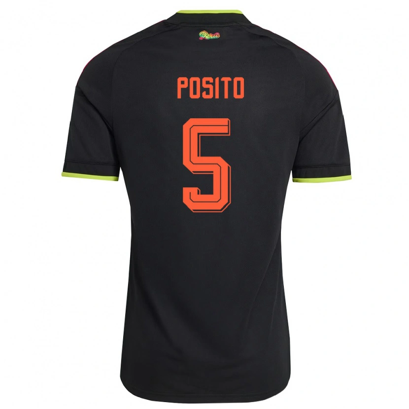 Danxen Women Peru Alejandro Pósito #5 Black Yellow Pink Away Jersey 26-28 T-Shirt