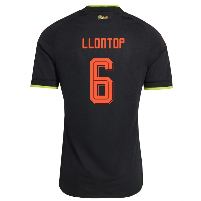Danxen Women Peru Mathías Llontop #6 Black Yellow Pink Away Jersey 26-28 T-Shirt