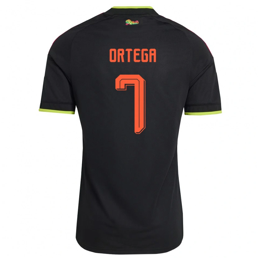 Danxen Women Peru Sebastian Ortega #7 Black Yellow Pink Away Jersey 26-28 T-Shirt