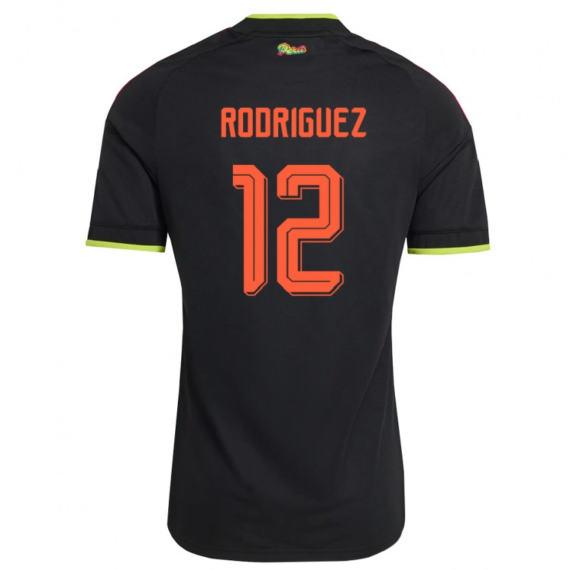 Danxen Women Peru Jhefferson Rodríguez #12 Black Yellow Pink Away Jersey 26-28 T-Shirt