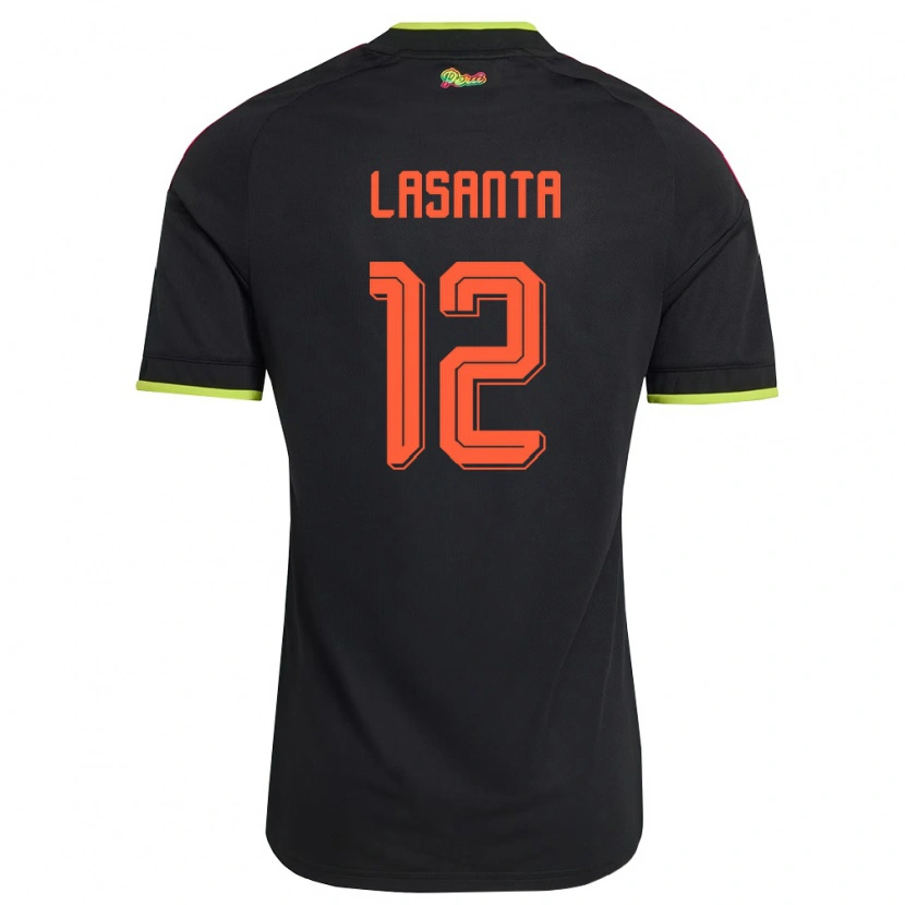 Danxen Women Peru Fernando Lasanta #12 Black Yellow Pink Away Jersey 26-28 T-Shirt