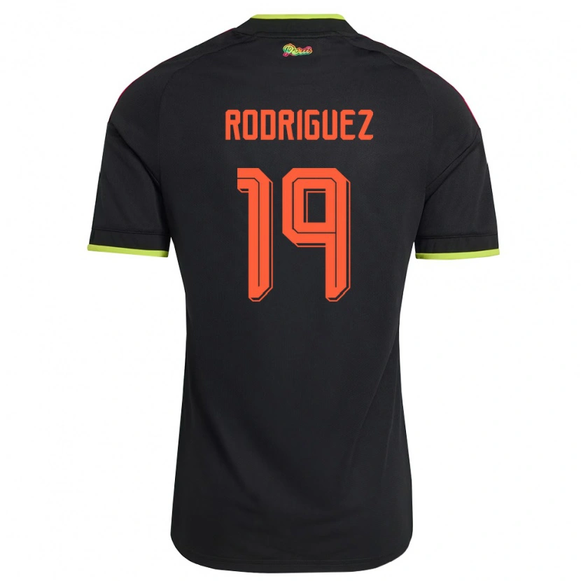 Danxen Women Peru Mateo Rodríguez #19 Black Yellow Pink Away Jersey 26-28 T-Shirt