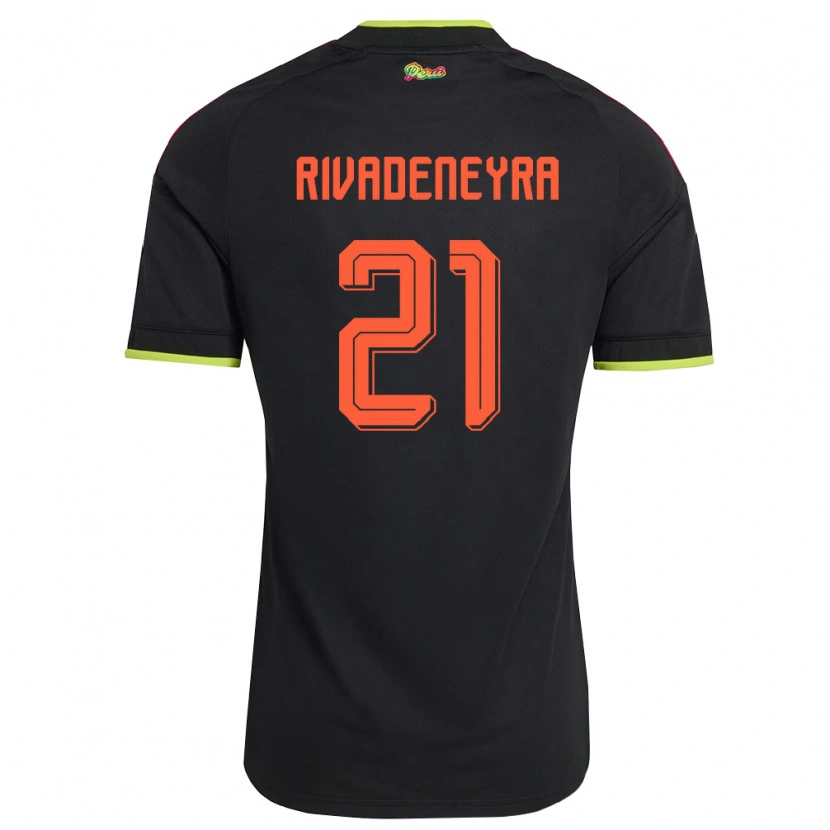 Danxen Women Peru Steven Rivadeneyra #21 Black Yellow Pink Away Jersey 26-28 T-Shirt