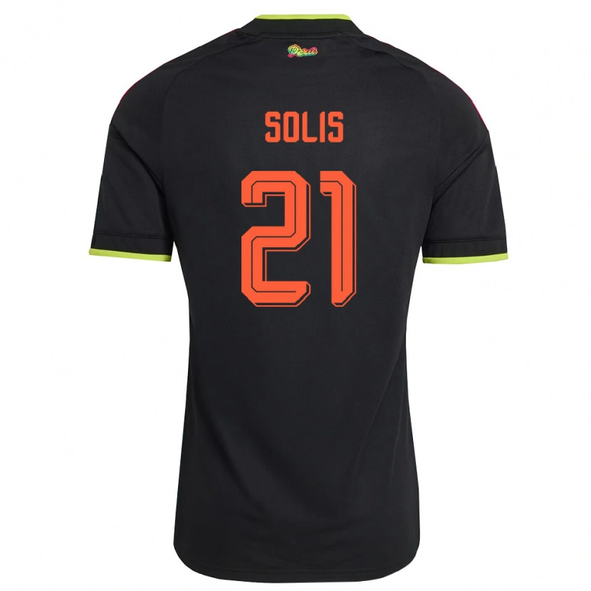 Danxen Women Peru Renato Solís #21 Black Yellow Pink Away Jersey 26-28 T-Shirt