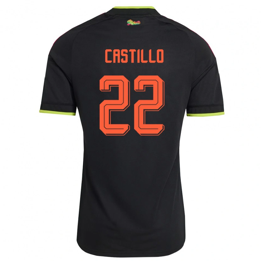 Danxen Women Peru Dayron Castillo #22 Black Yellow Pink Away Jersey 26-28 T-Shirt