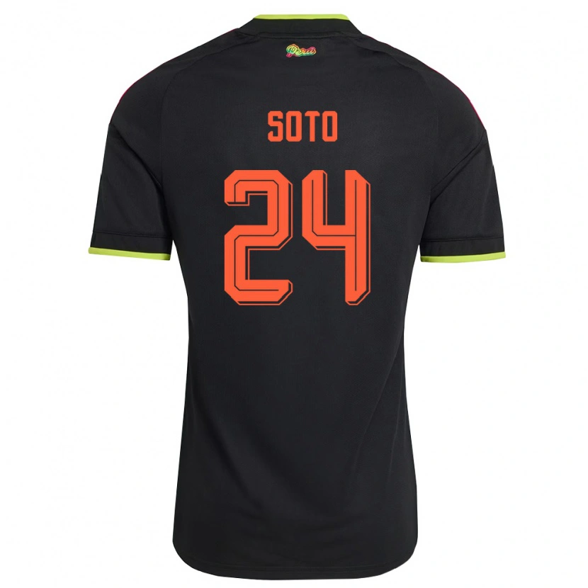 Danxen Women Peru Jhair Soto #24 Black Yellow Pink Away Jersey 26-28 T-Shirt