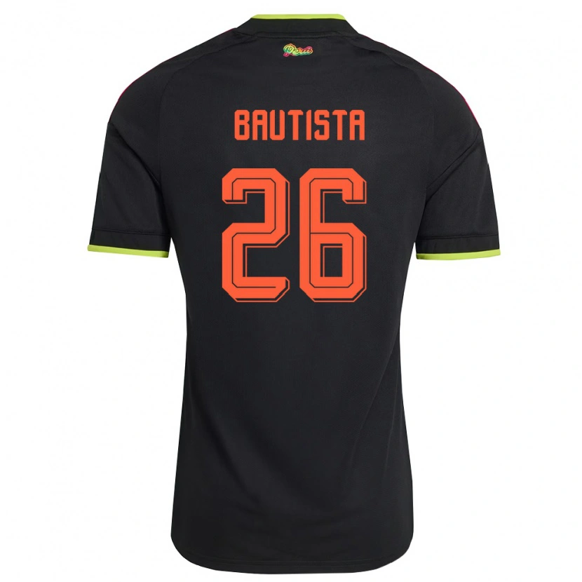 Danxen Women Peru César Bautista #26 Black Yellow Pink Away Jersey 26-28 T-Shirt