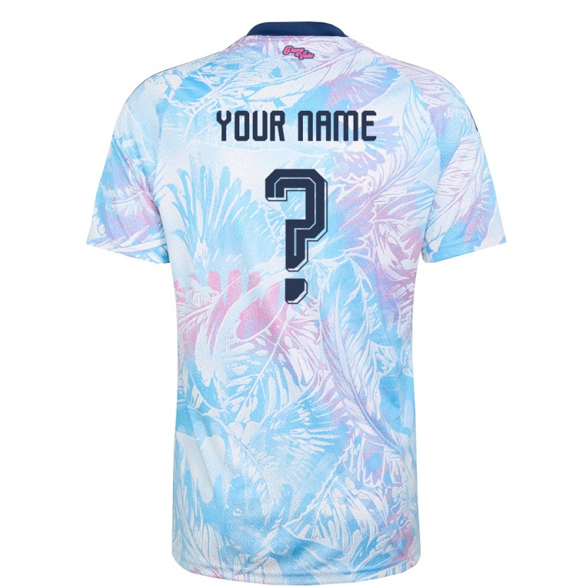 Danxen Women Costa Rica Your Name #0 Sky Blue Navy Pink Away Jersey 26-28 T-Shirt