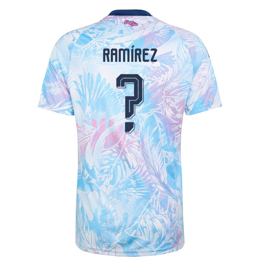 Danxen Women Costa Rica Walter Ramirez #0 Sky Blue Navy Pink Away Jersey 26-28 T-Shirt