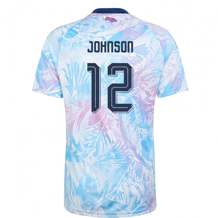 Danxen Women Costa Rica Shawn Johnson #12 Sky Blue Navy Pink Away Jersey 26-28 T-Shirt