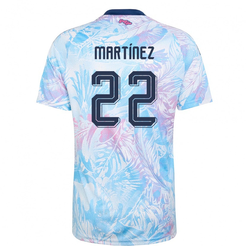 Danxen Women Costa Rica Carlos Martinez #22 Sky Blue Navy Pink Away Jersey 26-28 T-Shirt