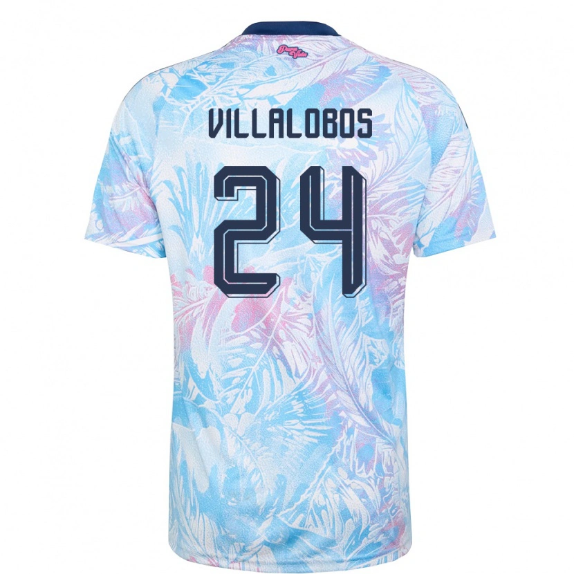 Danxen Women Costa Rica Anthuan Villalobos #24 Sky Blue Navy Pink Away Jersey 26-28 T-Shirt