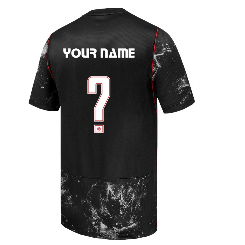 Danxen Women Canada Your Name #0 Black White Red Away Jersey 26-28 T-Shirt
