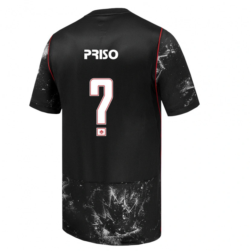 Danxen Women Canada Ralph Priso #0 Black White Red Away Jersey 26-28 T-Shirt