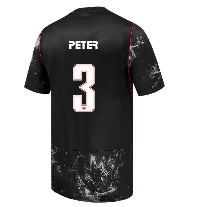 Danxen Women Canada Anyole Peter #3 Black White Red Away Jersey 26-28 T-Shirt
