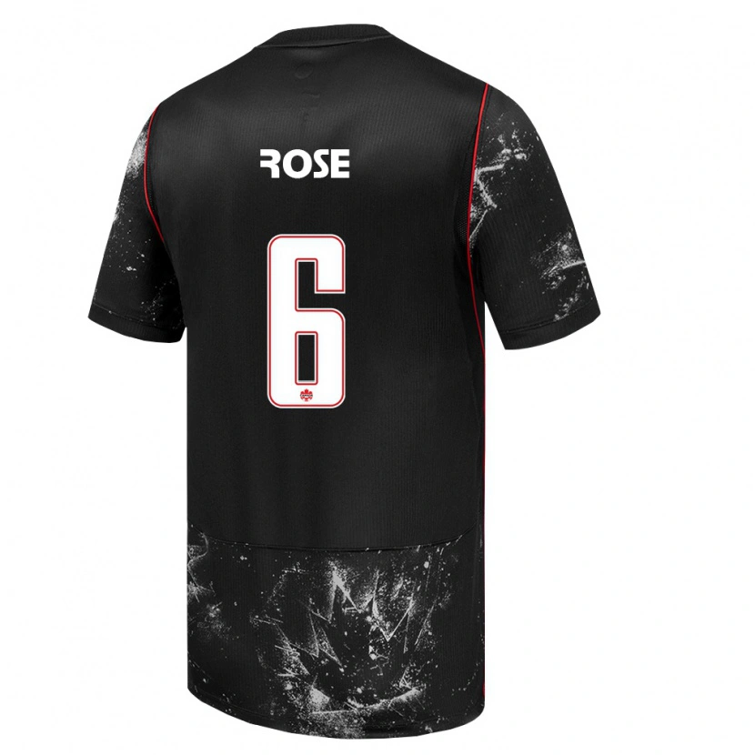 Danxen Women Canada Deanne Rose #6 Black White Red Away Jersey 26-28 T-Shirt