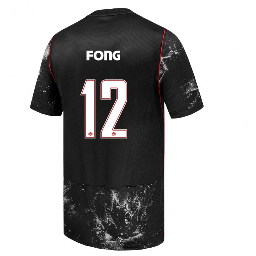 Danxen Women Canada Aidan Fong #12 Black White Red Away Jersey 26-28 T-Shirt