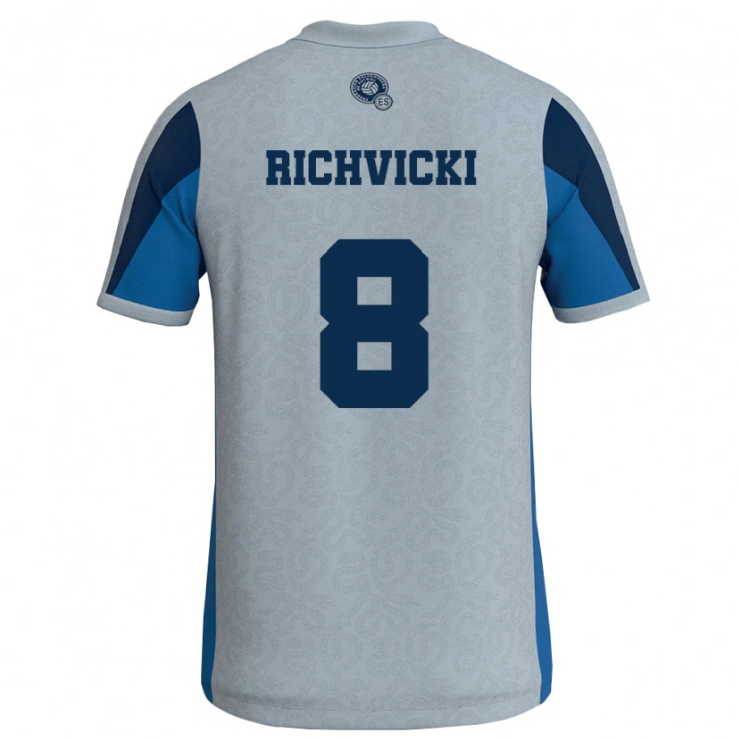 Danxen Women El Salvador Gabriel Richvicki #8 White Sky Blue Away Jersey 26-28 T-Shirt