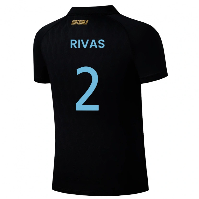 Danxen Women Guatemala Leandro Rivas #2 Black Sky Blue White Away Jersey 26-28 T-Shirt
